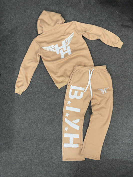 BIYH Distressed Sweatsuit - Nude Brown