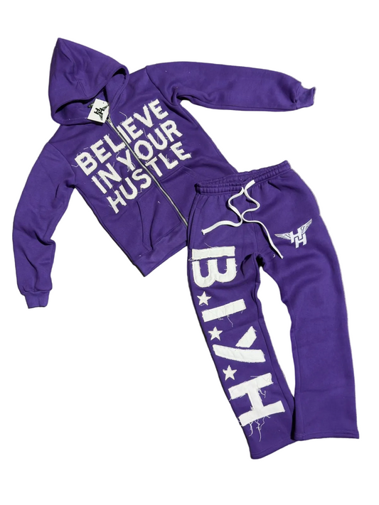 BIYH Distressed Sweatsuit - Purple