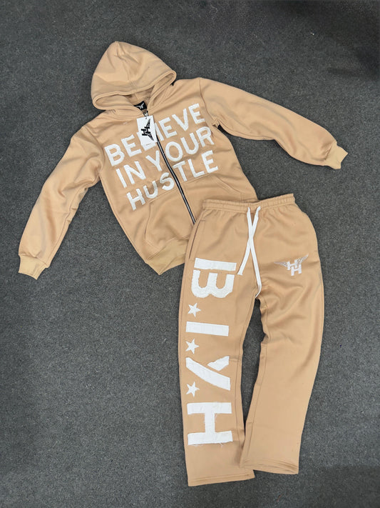 BIYH Distressed Sweatsuit - Nude Brown