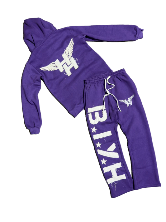 BIYH Distressed Sweatsuit - Purple