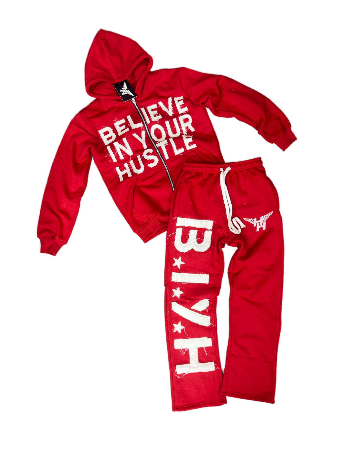BIYH Distressed Sweatsuit - Red