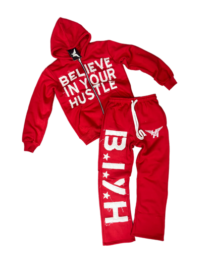 BIYH Distressed Sweatsuit - Red