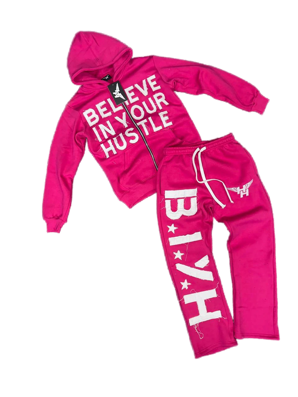 BIYH Distressed Sweatsuit - Pink