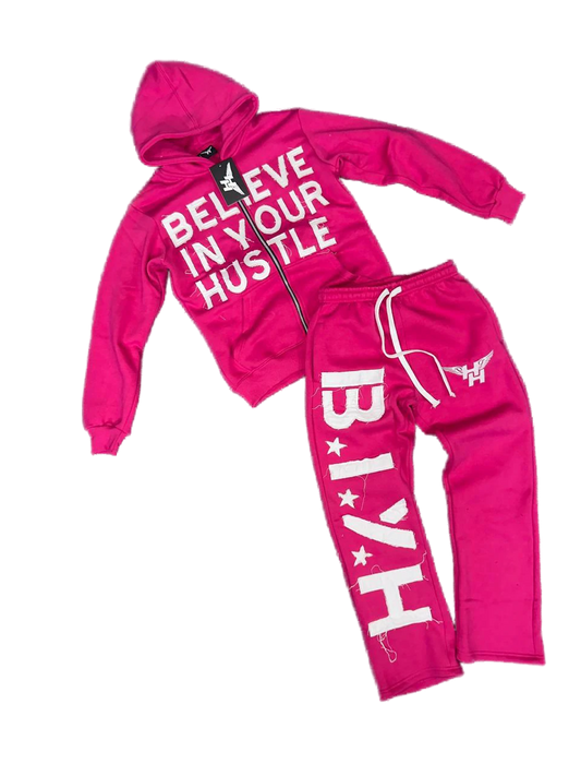 BIYH Distressed Sweatsuit - Pink