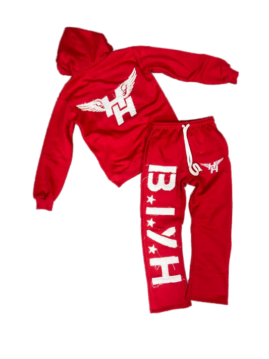 BIYH Distressed Sweatsuit - Red